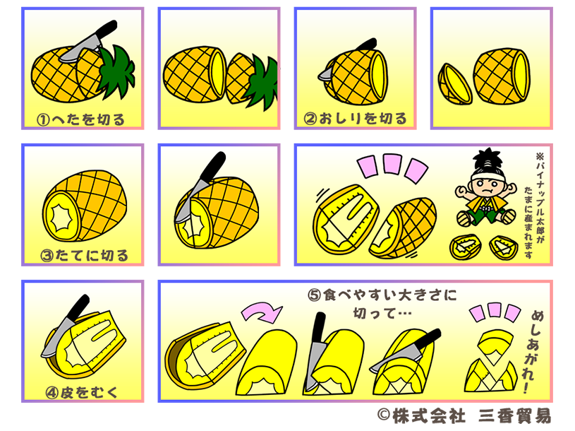 パイナップルの切り方の画像